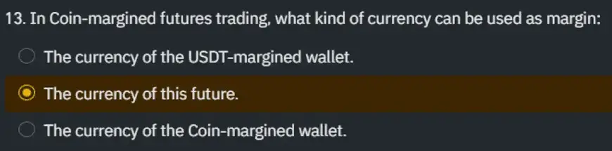 Binance Futures Quiz Answer 13