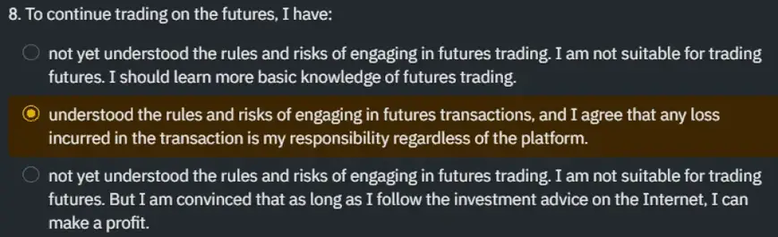 Binance Futures Quiz Answer 8