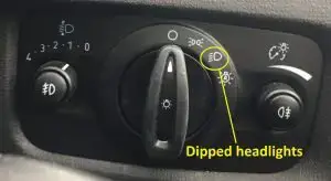Show Me Tell Me Question - Dipped headlight switch